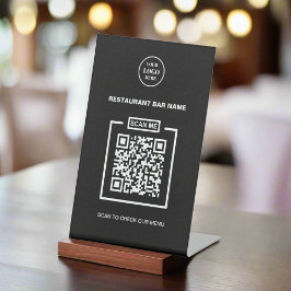 Aangepaste zwart-wit QR-code Business logo Menu Reclamebord Met Voetstuk