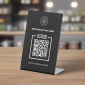 Aangepaste zwart-wit QR-code Business logo Menu Reclamebord Met Voetstuk