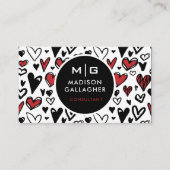 Aangepaste zwart-wit rode liefde hart Professional Visitekaartje (Voorkant)