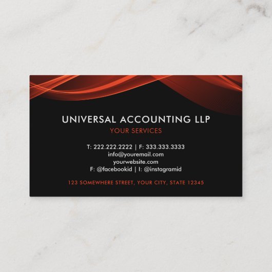 Aangepaste zwart-wit rode professional visitekaartje (Achterkant)