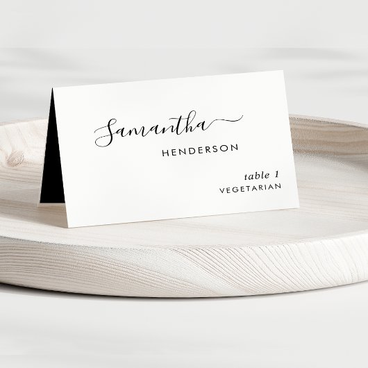 Aangepaste zwart-wit, Script Wedding Place Cards Kaart
