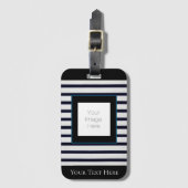 Aangepaste zwart-wit streep Bagagelabel, Foto toev Bagagelabel (Voorkant (verticaal))