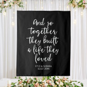 Aangepaste zwart-wit trouw achtergrond 'Samen Zo' Wandkleed
