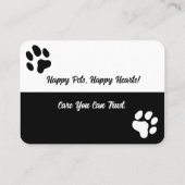 Aangepaste zwart-wit Visitekaartje voor dierenverz (Achterkant)