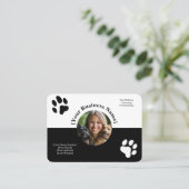 Aangepaste zwart-wit Visitekaartje voor dierenverz (Staand voorkant)