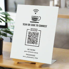 Aangepaste zwart-wit wachtwoord netwerk QR-code Reclamebord Met Voetstuk