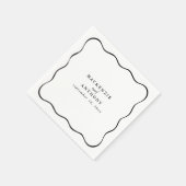 Aangepaste zwart-wit Wavy Lijst bruiloft cocktail Servet (Hoek)