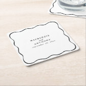 Aangepaste zwart-wit Wavy Lijst bruiloft grillig Kartonnen Onderzetters (Schuin)