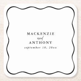 Aangepaste zwart-wit Wavy Lijst bruiloft grillig Kartonnen Onderzetters