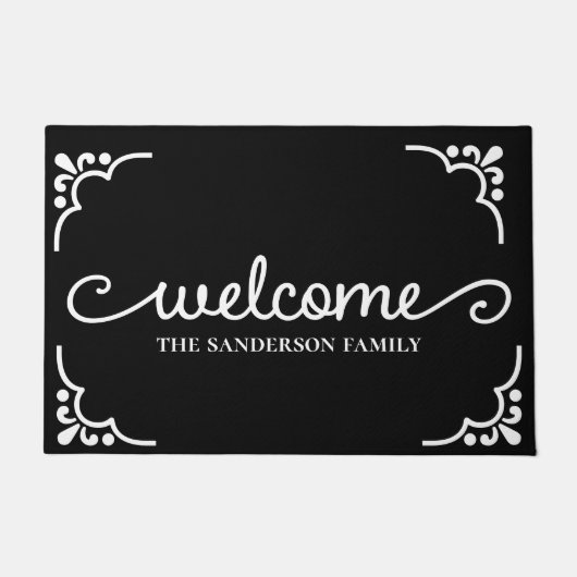 Aangepaste zwart-wit welkom deurmat (Voorkant)