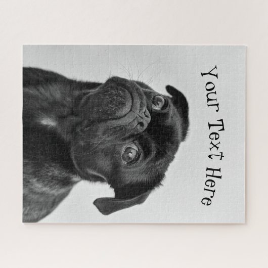 Aangepaste zwart-witfoto van Puppy Dog Legpuzzel (Horizontaal)