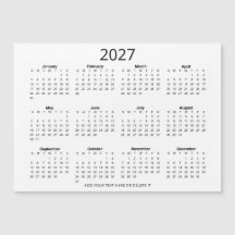 Aangepaste zwart-witkalender 2027 met uw tekst