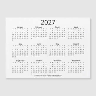 Aangepaste zwart-witkalender 2027 met uw tekst
