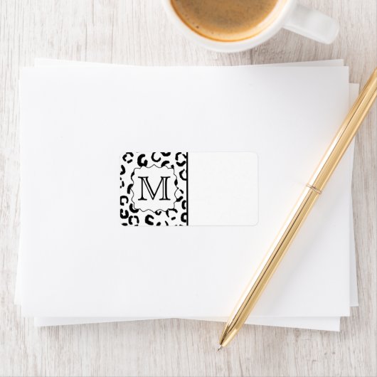 Aangepaste zwart-witmonogram luipaard afdrukken. etiket (Insitu)