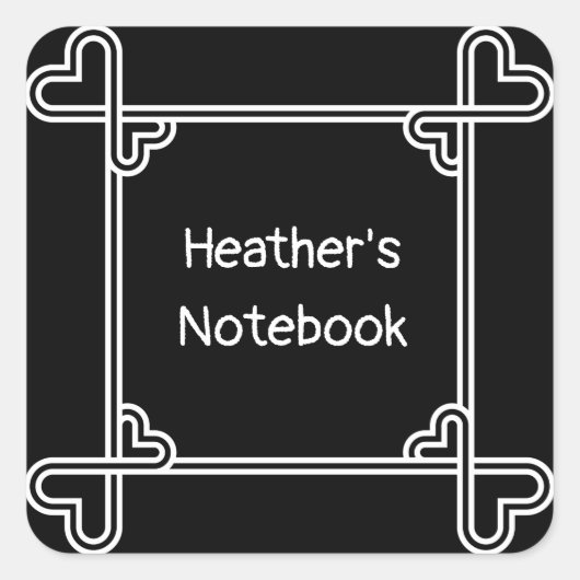 Aangepaste zwart-witte sierboekplaat vierkante sticker (Voorkant)