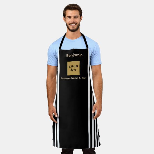 Aangepaste zwart-witte streep schort (Gedragen)