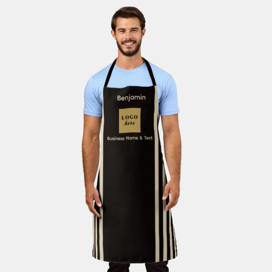 Aangepaste zwart-witte streep schort (Gedragen)