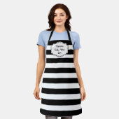 Aangepaste zwart-witte strepen All-Over Print Scho Schort (Gedragen)