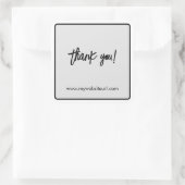 Aangepaste Zwart Witte Zakelijke "Dank U" Vierkante Sticker (Tas)