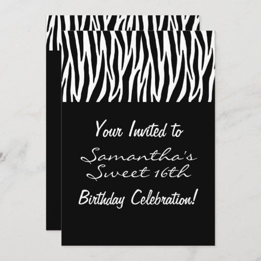 Aangepaste zwart-witte Zebra Kaart (Voorkant / Achterkant)