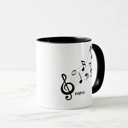 Aangepaste zwart-wittekst muziekleraar/student mok (Voorkant rechts)