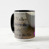 Aangepaste zwarte 15oz Combo Cafe'-Mok van Editors Mok (Voorkant links)