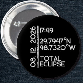 Aangepaste Zwarte 2026 Zonsverduistering Ronde Button 5,7 Cm