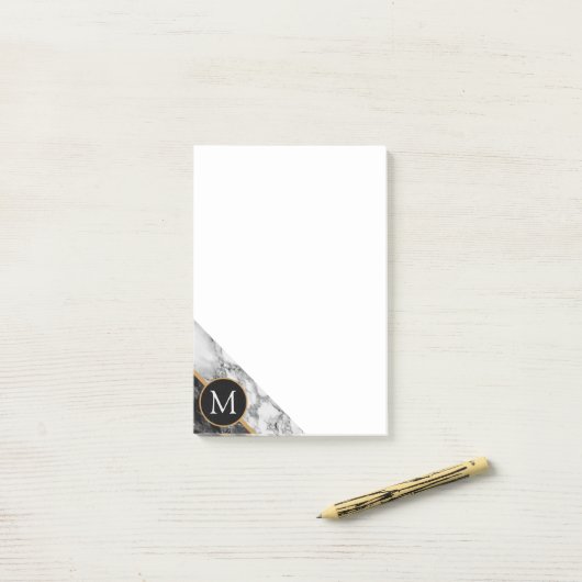 Aangepaste, zwarte, aangepaste Letter-marmer Post-it® Notes (Op bureau)