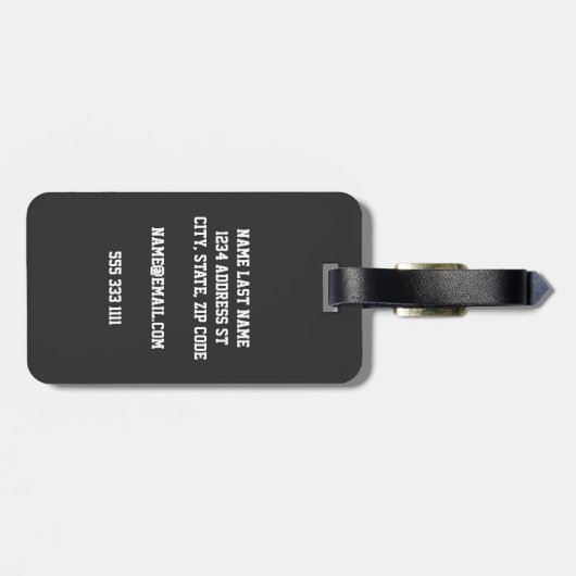 Aangepaste zwarte achternaam Sports Jersey Number Bagagelabel (Achterkant horizontaal)