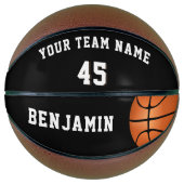 Aangepaste Zwarte Basketbal met Teamnaam Nummer (Voorkant)