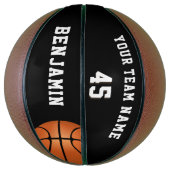 Aangepaste Zwarte Basketbal met Teamnaam Nummer (Verticaal)