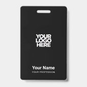 Aangepaste Zwarte Bedrijfslogo Naam Titel Bar Code Badge (Voorzijde)