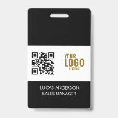Aangepaste Zwarte Bedrijfslogo Naam Titel Bar Code Badge (Voorzijde)
