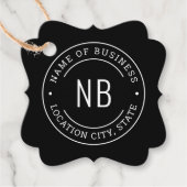 Aangepaste zwarte bedrijfsnaam bedankjes labels (Voorkant)