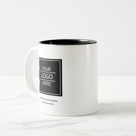 Aangepaste Zwarte Bedrijfsnaam en Logo Branded Mok (Voorkant links)