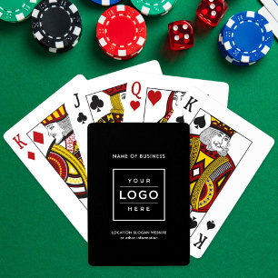 Aangepaste Zwarte Bedrijfsnaam en Logo Pokerkaarten