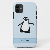Aangepaste zwarte blauwblauwe rode pinguïn naam Case-Mate iPhone case (Achterkant)