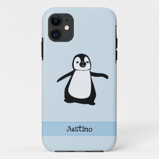 Aangepaste zwarte blauwblauwe rode pinguïn naam Case-Mate iPhone case (Achterkant)
