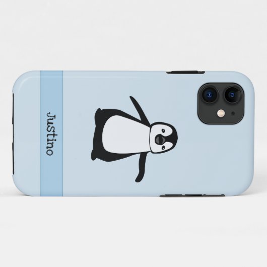 Aangepaste zwarte blauwblauwe rode pinguïn naam Case-Mate iPhone case (Achterkant (horizontaal))