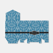 Aangepaste zwarte & Blauwgroen Damask-draagtas Bedankdoosjes (Uitgevouwen)