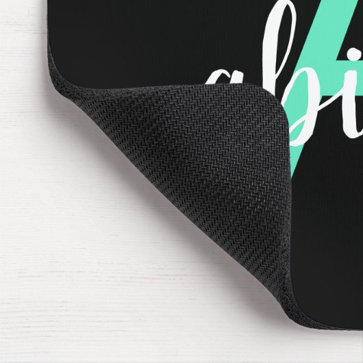 Aangepaste zwarte Blauwgroen moderne monogram naam Muismat (Hoek)