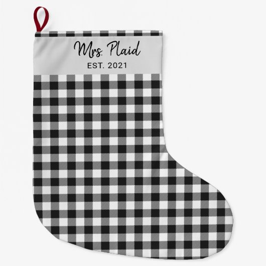 Aangepaste zwarte blauwwitte buffels gebundeld grote kerstsok (Voorkant)