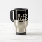 Aangepaste, zwarte, BLESSED-TEACHERBEOORDELING Reisbeker (Voorkant links)