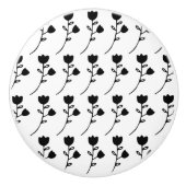 aangepaste zwarte bloem op witte kast keramische knop (Voorkant)