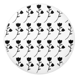 aangepaste zwarte bloem op witte kast keramische knop