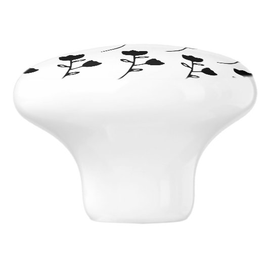 aangepaste zwarte bloem op witte kast keramische knop (Zijkant)