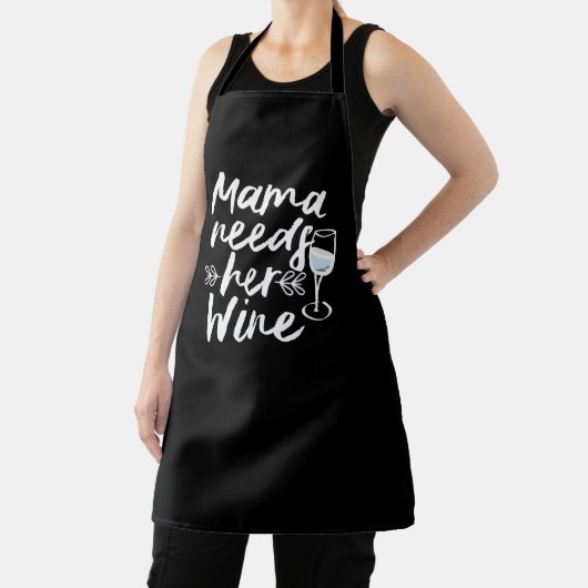 Aangepaste zwarte Chef Mama heeft wijn nodig op ma Schort (Insitu)