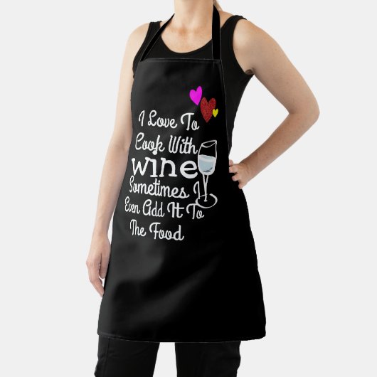 Aangepaste zwarte Chef Sassy Cook Wine - Gepersona Schort (Insitu)