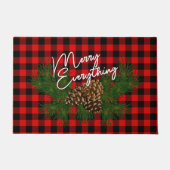 Aangepaste zwarte chequecabine Alles voor Merry Re Deurmat (Voorkant)