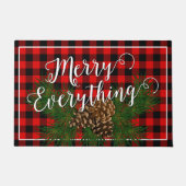 Aangepaste zwarte chequecabine Alles voor Merry Re Deurmat (Voorkant)